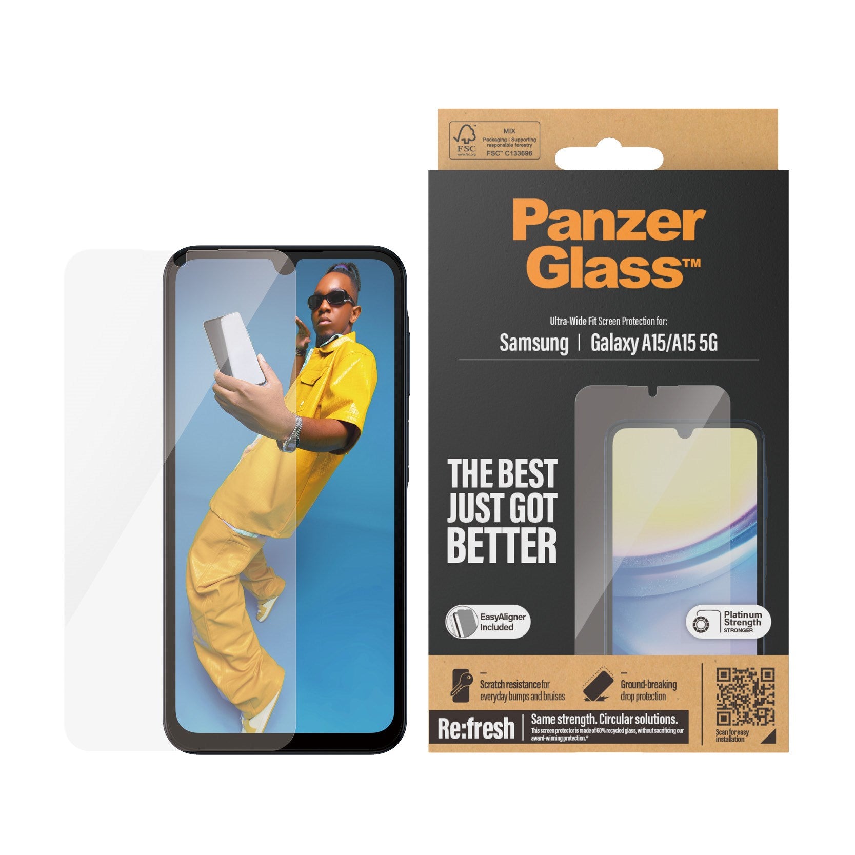 PanzerGlass® Displayschutz Samsung Galaxy A15 | A15 5G | M15 5G | Ultra-Wide Fit m. EasyAligner